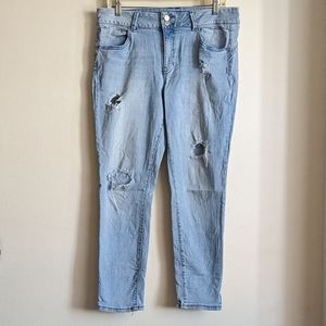 Miss Poured In Blue Distressed Jeans Size 12